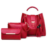 Women's Leather Handbag 3 Pcs Bags - Glam & Curious