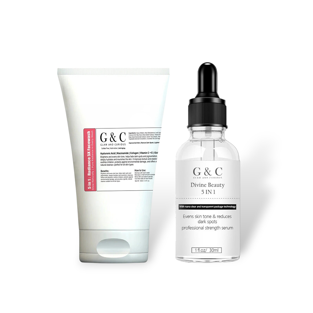 Glow & Repair Skin Care Bundle – Face Wash + Serum for Glowing Skin, Open Pores & Dark Spots - Glam & Curious