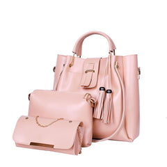 Women's Leather Handbag 3 Pcs Bags