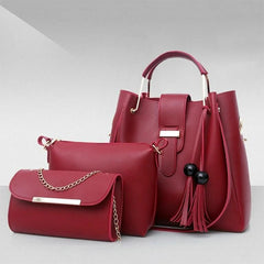 Women's Leather Handbag 3 Pcs Bags