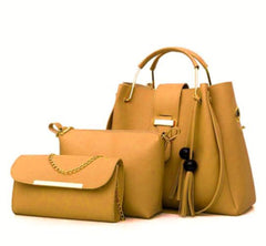 Women's Leather Handbag 3 Pcs Bags