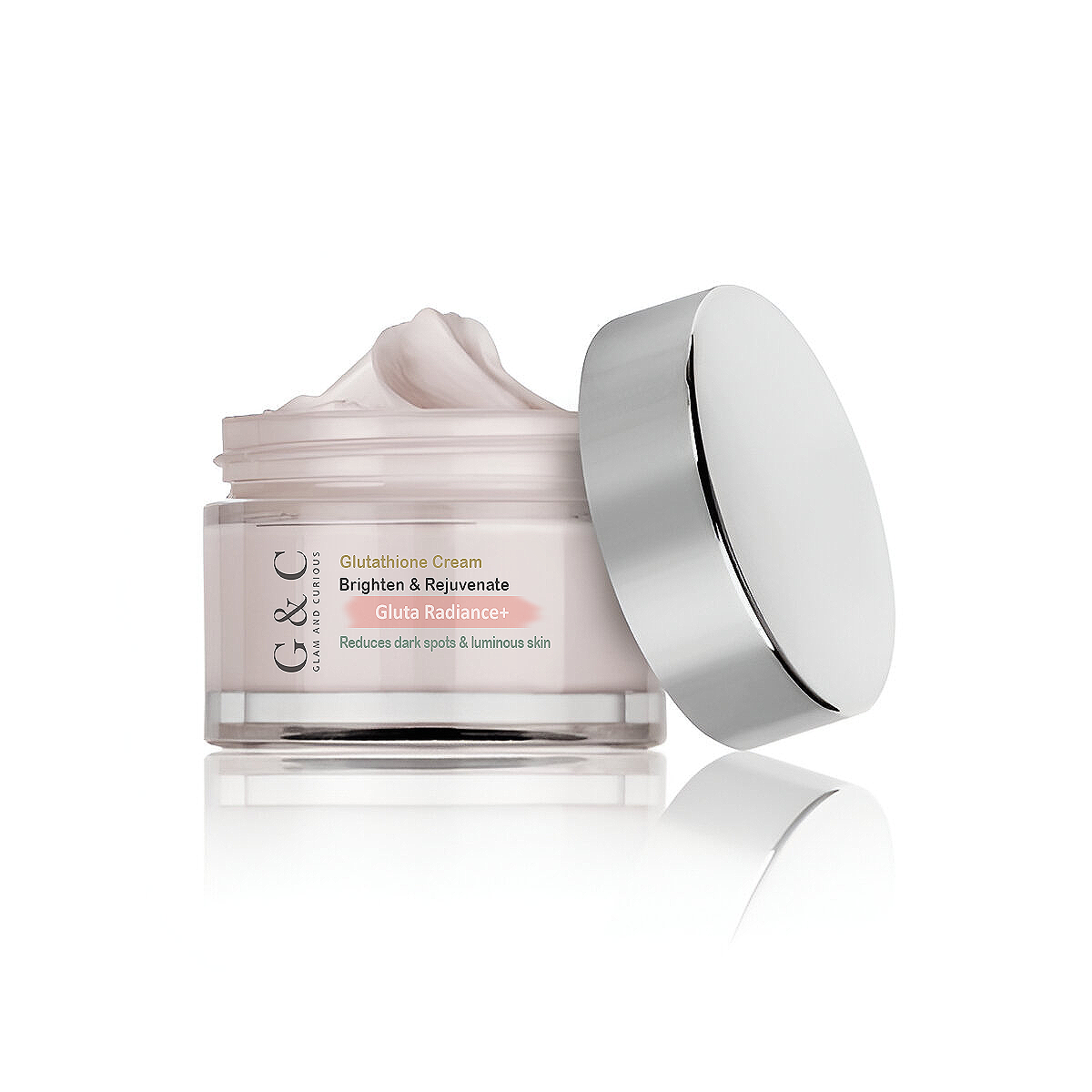 Glutathione Beauty Cream - Brighten & Rejuvenate skin with Glam & Curious, Hyaluronic Acid & Shea Butter. Reduces dark spots & hyperpigmentation for a radiant glow - 50gm - Glam & Curious