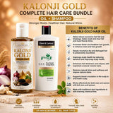 Glam & Curious herbal shampoo and kalonji hair oil bundle for hair growth, dandruff control, and scalp repair in Pakistan.