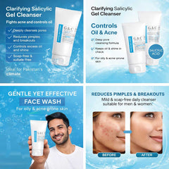 Glam & Curious salicylic acid face wash and anti-acne serum bundle with cleanser, pimple control, and dark spot repair for oily skin.
