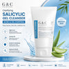 Glam & Curious Clarifying Salicylic Gel Cleanser for acne and oil control, with gel texture and clear packaging.