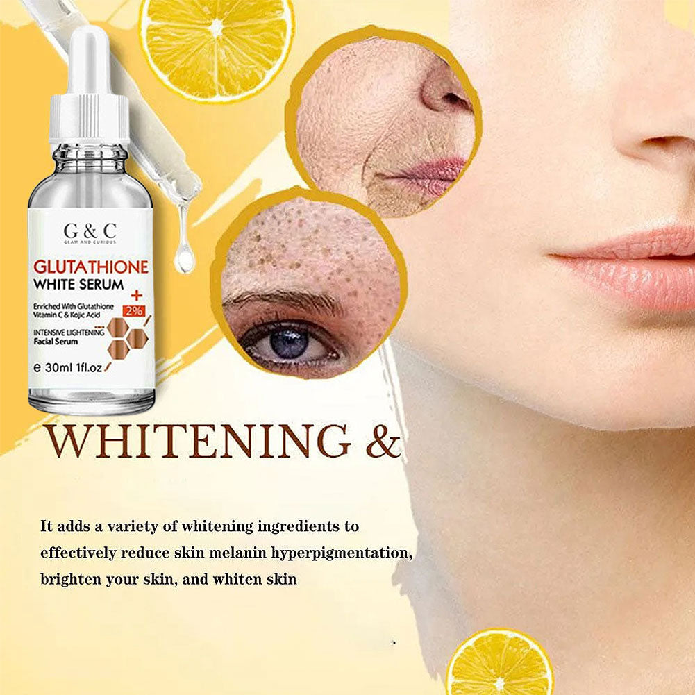 Glutathione Whitening & Glowing Serum, Remove Dark Spots, Lightening Melanin, Melasma Treatment, Improve Dull Skin, Anti-aging Skin Care by Glam & Curious