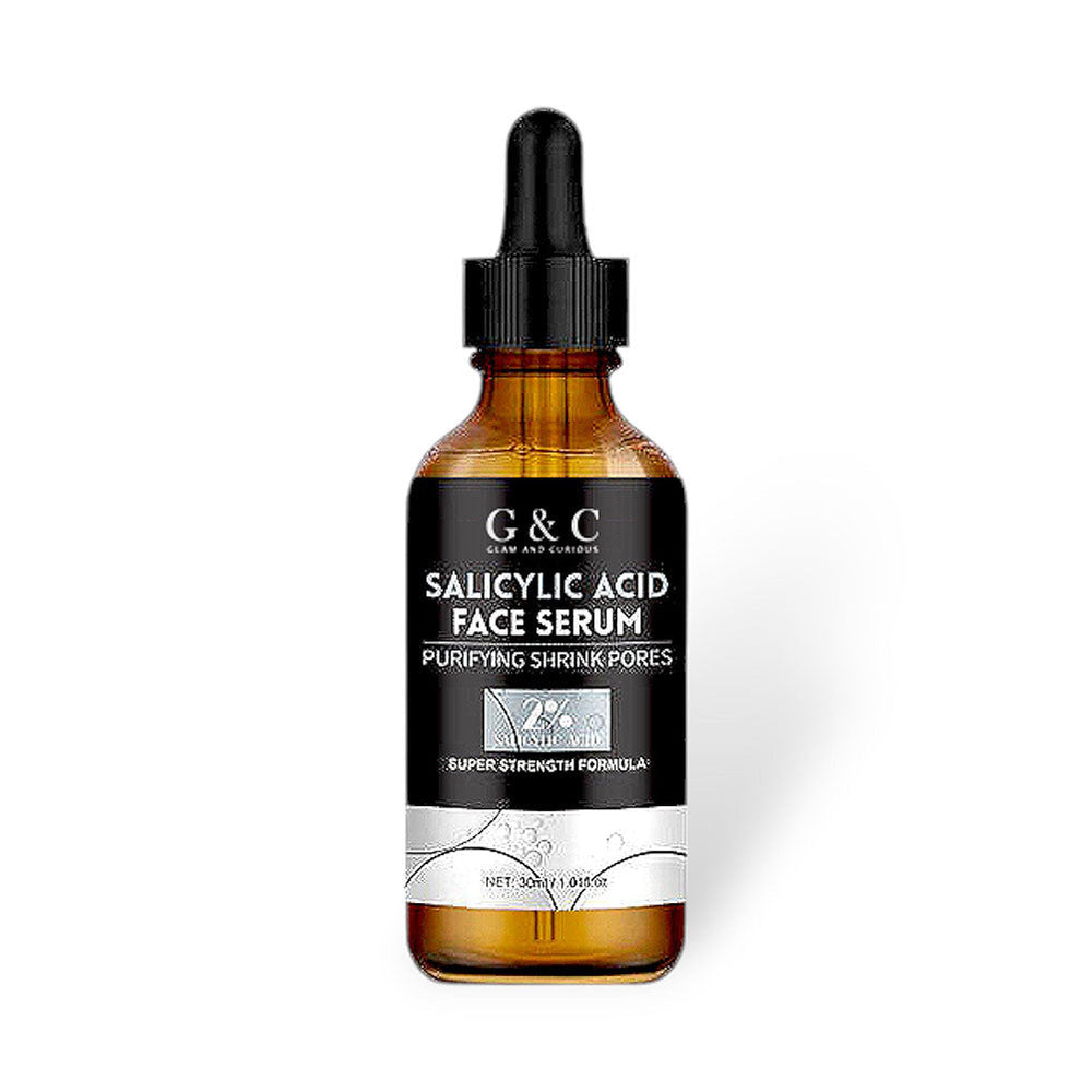 Glam & Curious salicylic acid face wash and anti-acne serum bundle with clear bottles, suitable for oil control and pimple reduction.
