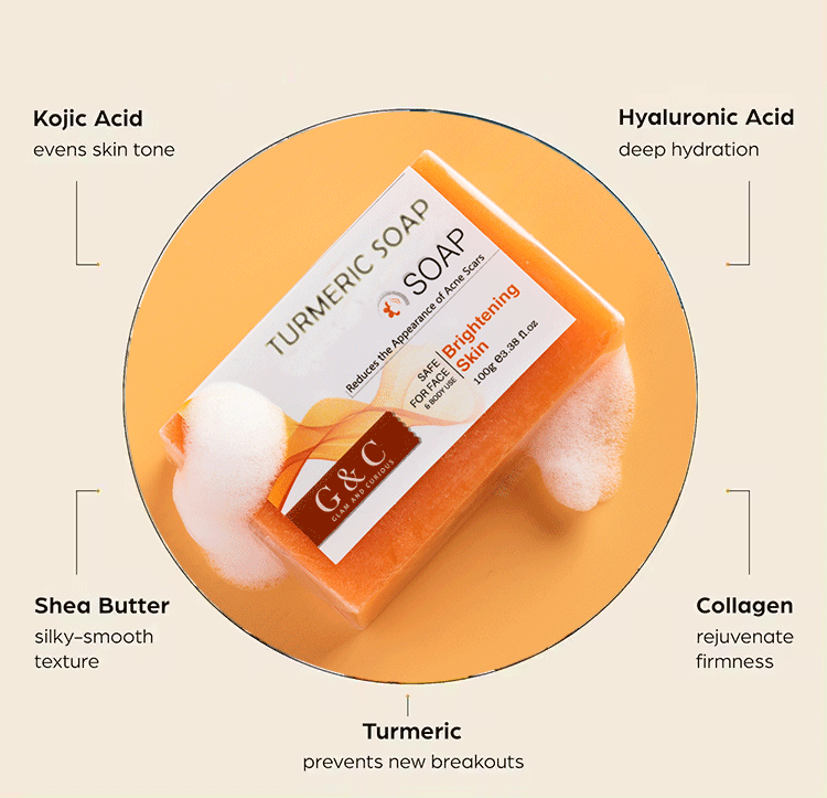 Turmeric Soap - Brightens Skin, Anti-Bacterial, Exfoliates Dead Skin Cells - Glam & Curious