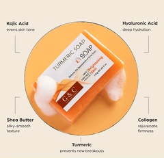 Turmeric Soap - Brightens Skin, Anti-Bacterial, Exfoliates Dead Skin Cells - Glam & Curious
