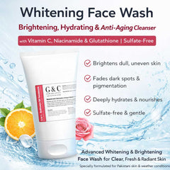 Glam & Curious sulfate-free whitening face wash with natural ingredients for brightening and cleansing skin.
